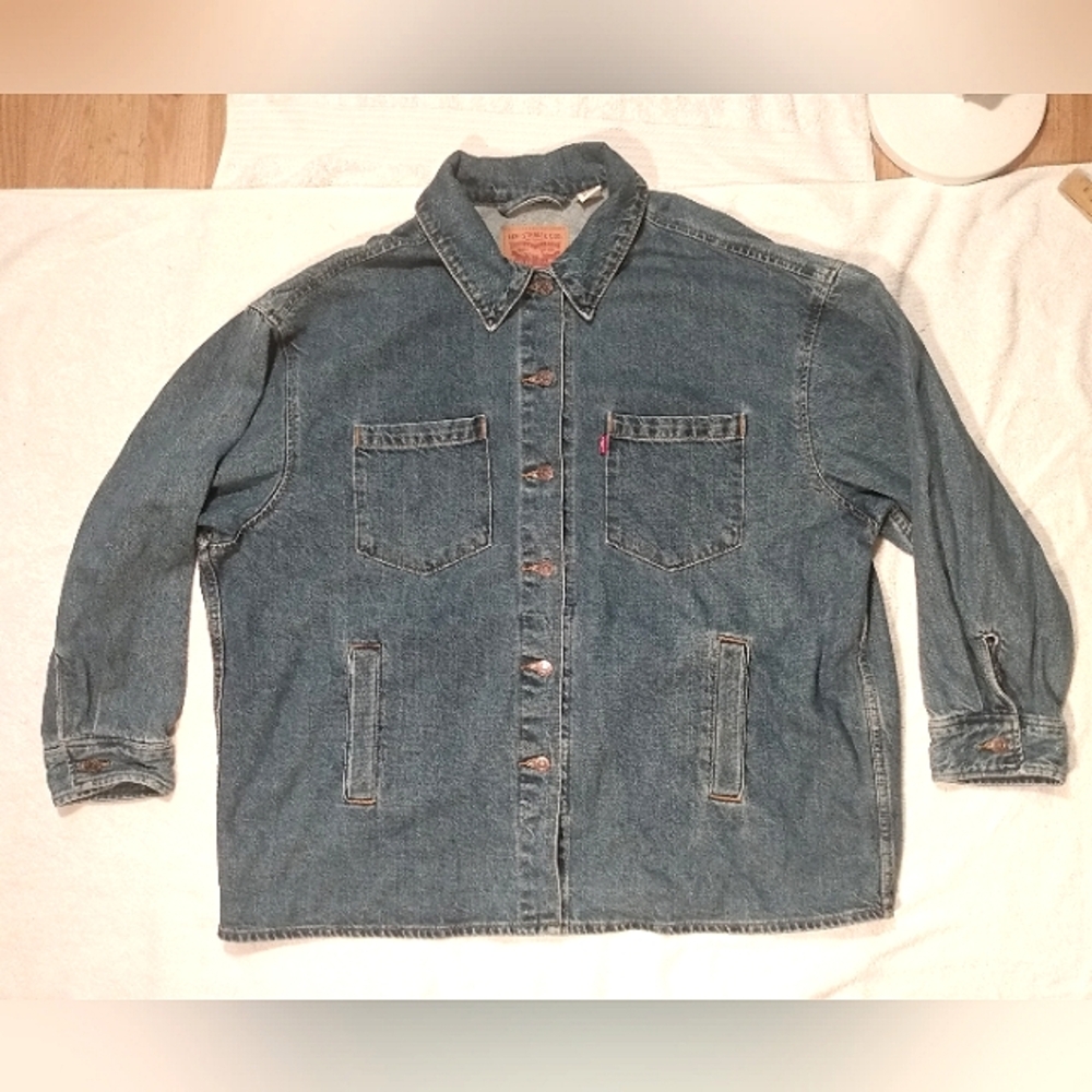 Vintage LEVIS Strauss Co. Denim Work Barn Coat Long Chore Jean Jacket - men's XL